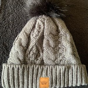 NWT Winter Hat - Gray with Black Puff